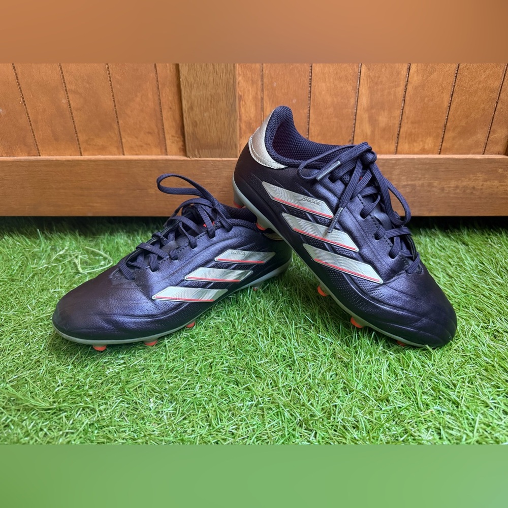 adidas Black and Silver Soccer Cleats with Orange Studs